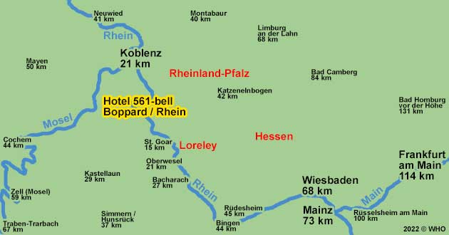 Urlaub ber Weihnachten direkt am Rheinufer. Weihnachtskurzreise in Boppard am Rhein, ca. 100 m zur Altstadt und Fugngerzone, inmitten vom UNESCO-Weltkulturerbe Mittelrhein, im romantischen Rheintal.