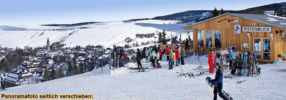 Urlaub ber Weihnachten am Fichtelberg. Winterurlau bim Luftkurort Oberwiesenthal im Erzgebirge.