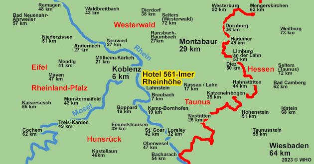 Urlaub über Weihnachten auf der Rheinhöhe bei Lahnstein und Koblenz am Rhein. 